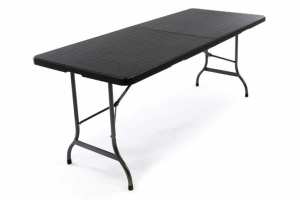 Garthen 37108 Skladací záhradný stôl - čierny 180 x 75 cm