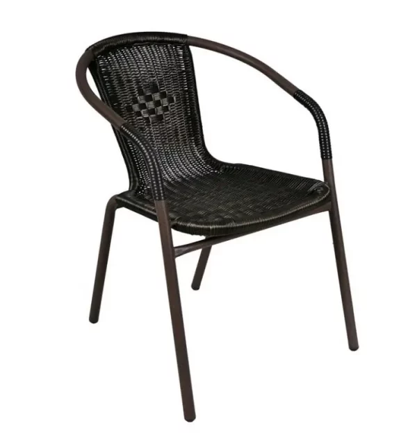 Garthen Bistro 6159 Záhradná ratanová stolička - čierna s hnedou štruktúrou